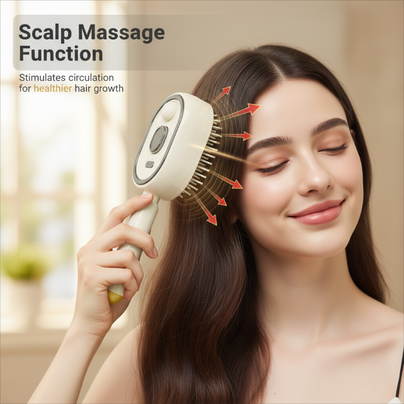 Brosse à cheveux électrique avec pulvérisateur et massage