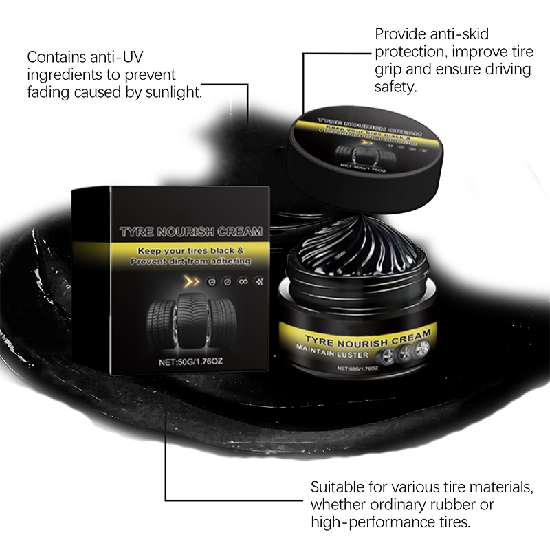 Cire pour Pneus – Restaure le Noir Brillant, Bloque les UV, Repousse la Saleté & Application Facile et Rapide