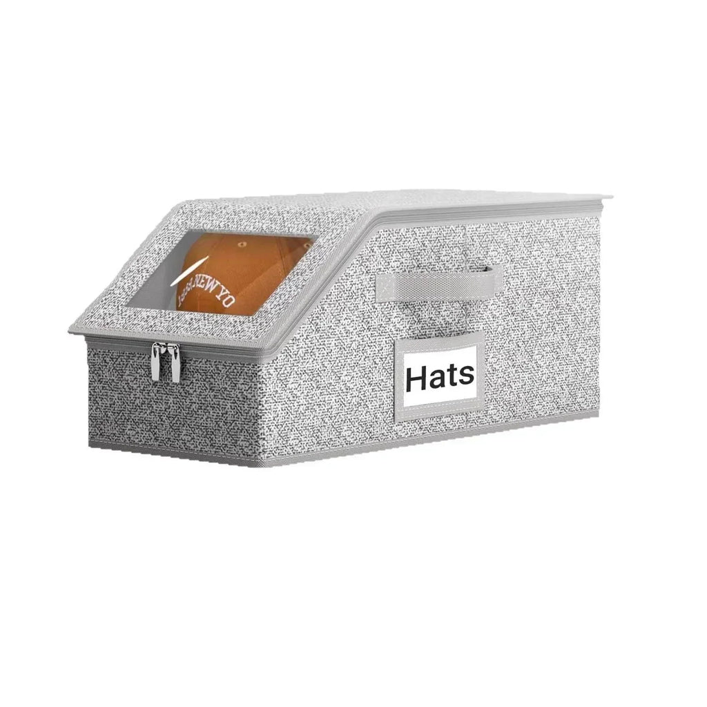 Boîtes de rangement superposables pour casquettes – Peu encombrantes, anti-poussière et avec côtés transparents