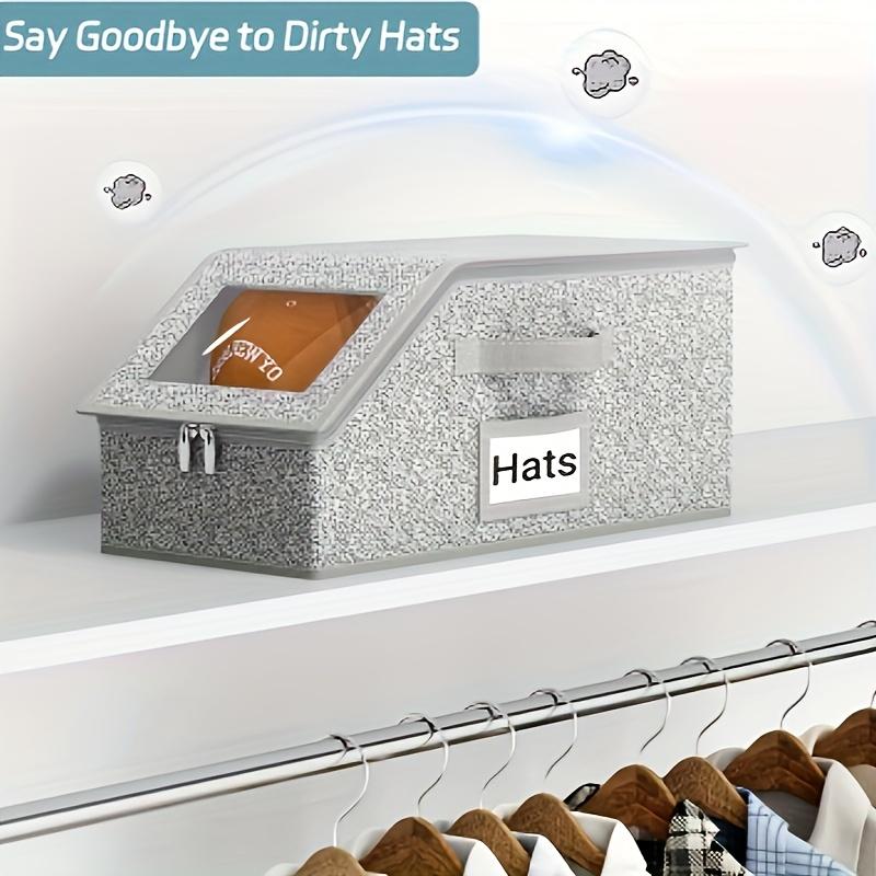 Boîtes de rangement superposables pour casquettes – Peu encombrantes, anti-poussière et avec côtés transparents