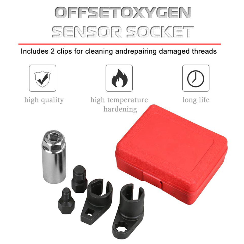 Kit de 5 pièces pour sonde lambda : douille déportée et taraud – Acier CR-V, design à fente latérale et compatibilité universelle pour des réparations rapides et sûres !