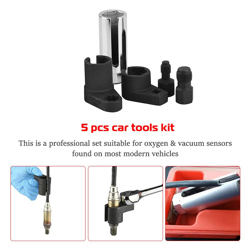 Kit de 5 pièces pour sonde lambda : douille déportée et taraud – Acier CR-V, design à fente latérale et compatibilité universelle pour des réparations rapides et sûres !