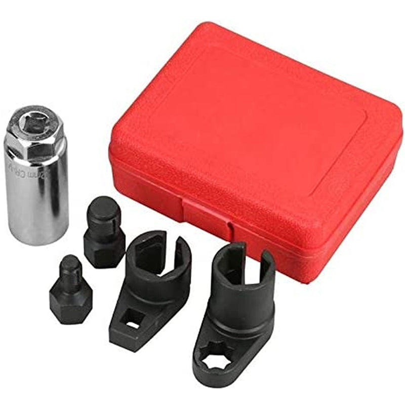 Kit de 5 pièces pour sonde lambda : douille déportée et taraud – Acier CR-V, design à fente latérale et compatibilité universelle pour des réparations rapides et sûres !