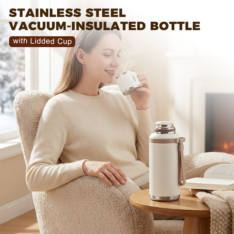 Plus de 5K vendus ! Bouteille isotherme en acier inoxydable avec couvercle-gobelet