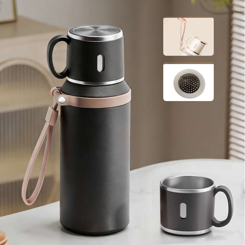 Plus de 5K vendus ! Bouteille isotherme en acier inoxydable avec couvercle-gobelet