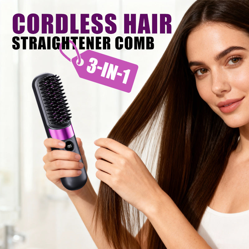 Brosse lissante sans fil 3 en 1 2026 : lissez, bouclez et démêlez avec 4 réglages de température. Des dents plus larges pour éviter les brûlures : sans danger pour le coiffage quotidien !