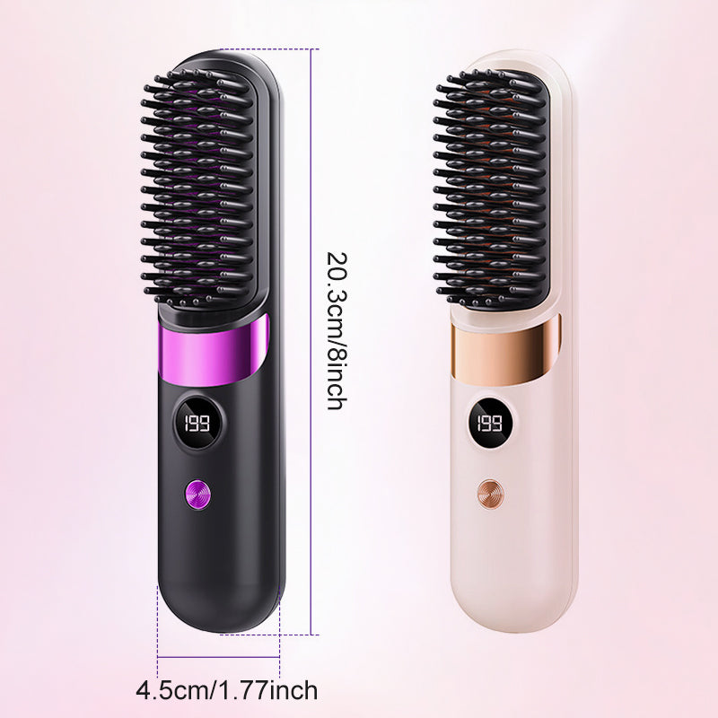 Brosse lissante sans fil 3 en 1 2026 : lissez, bouclez et démêlez avec 4 réglages de température. Des dents plus larges pour éviter les brûlures : sans danger pour le coiffage quotidien !