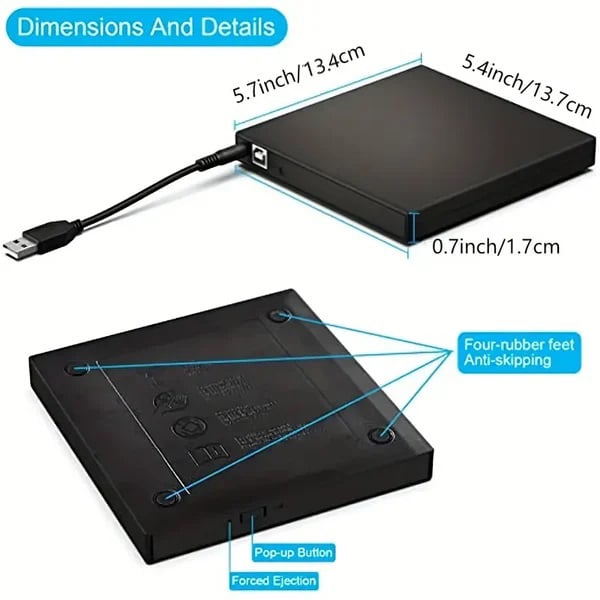 Pas de lecteur de disque sur votre ordinateur portable ? Maintenant vous en avez un ! Graveur externe CD/DVD