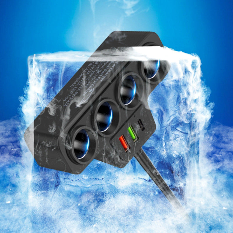 Adaptateur allume-cigare 7-en-1 : 4 prises + 3 ports de charge rapide – stable et sûr pour voitures/camions