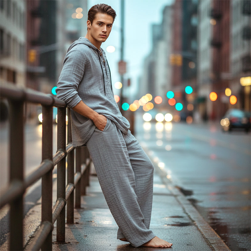 Ensemble deux pièces pour homme : sweat à capuche et pantalon coupe ample