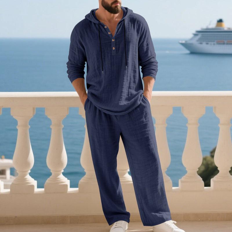Ensemble deux pièces pour homme : sweat à capuche et pantalon coupe ample