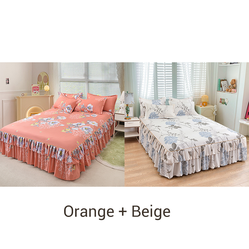 Ensemble de jupe de lit à volants 3 pièces