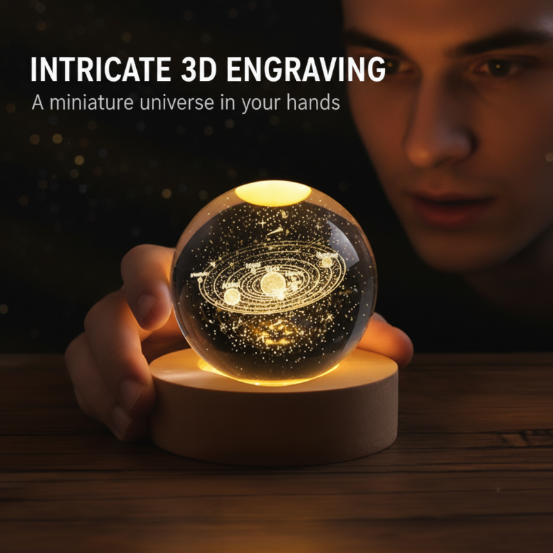 Veilleuse Boule en Verre Cristal Gravée