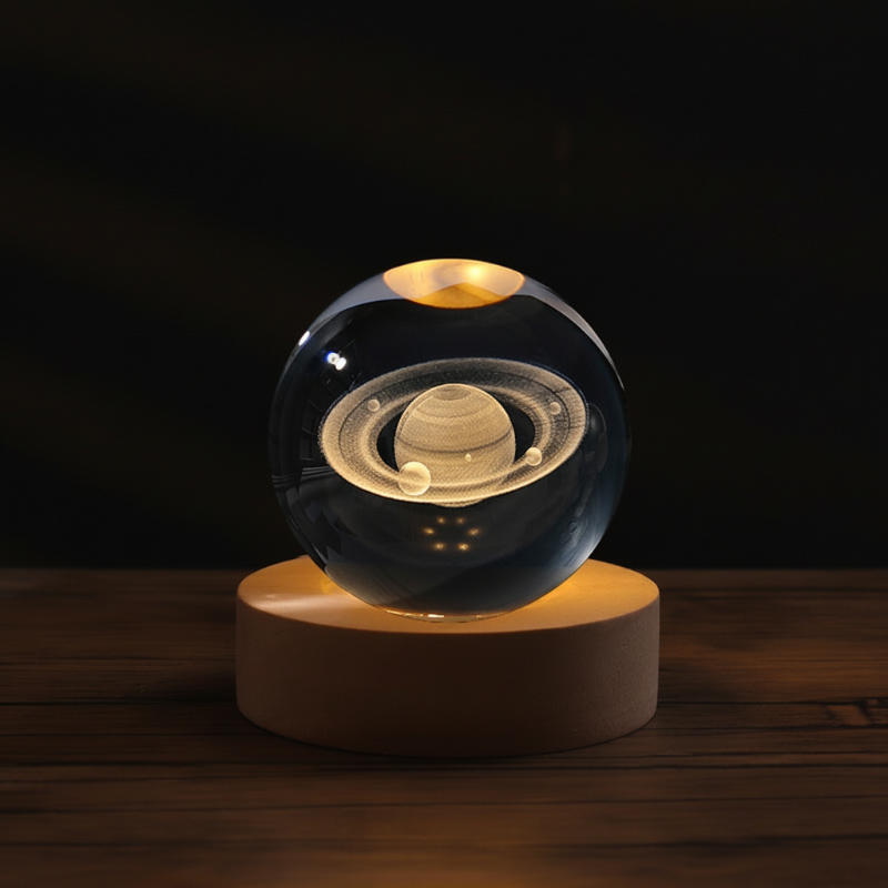 Veilleuse Boule en Verre Cristal Gravée