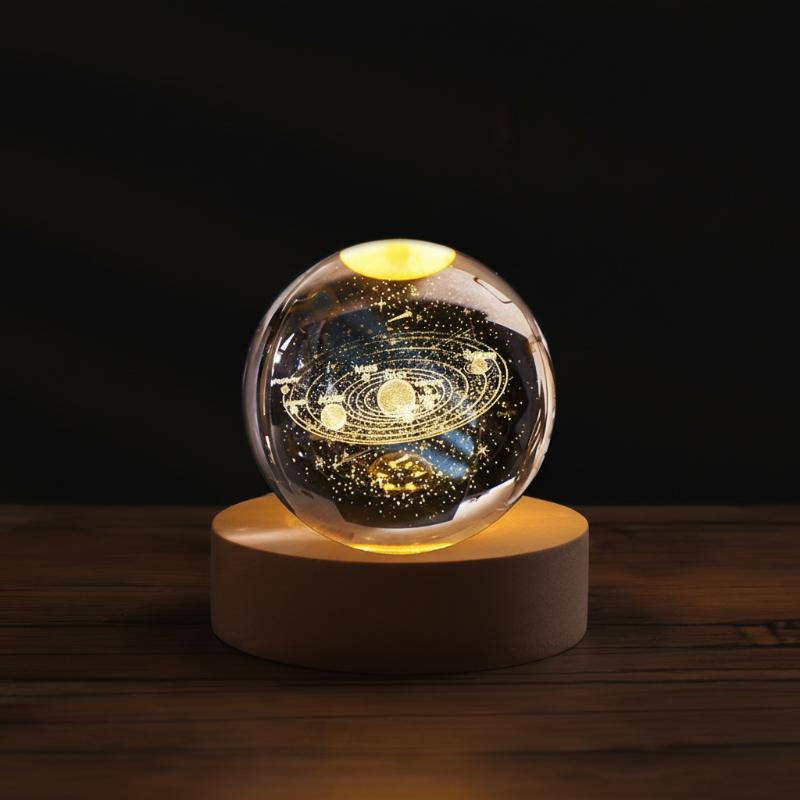 Veilleuse Boule en Verre Cristal Gravée