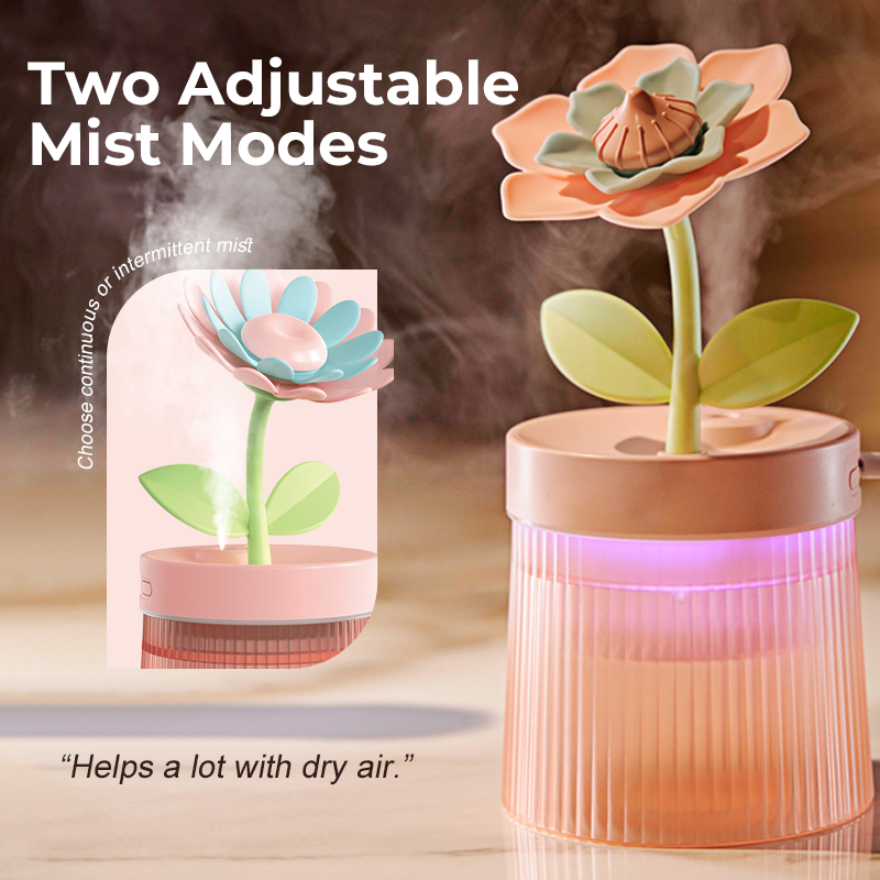 Personnalisez votre humidificateur Mist & Mood Flower avec ses deux modes de pulvérisation et sa veilleuse 7 couleurs