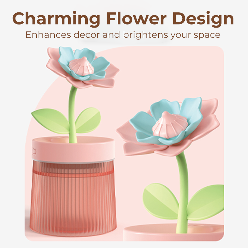 Personnalisez votre humidificateur Mist & Mood Flower avec ses deux modes de pulvérisation et sa veilleuse 7 couleurs