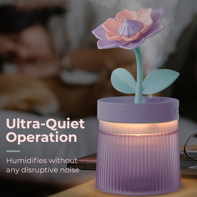 Personnalisez votre humidificateur Mist & Mood Flower avec ses deux modes de pulvérisation et sa veilleuse 7 couleurs