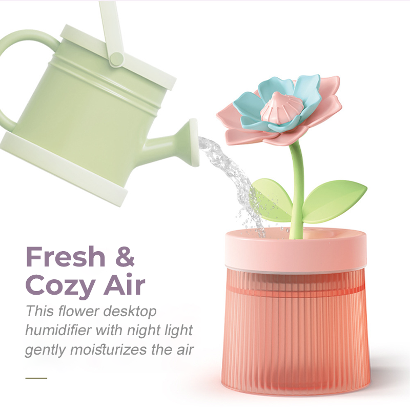 Personnalisez votre humidificateur Mist & Mood Flower avec ses deux modes de pulvérisation et sa veilleuse 7 couleurs