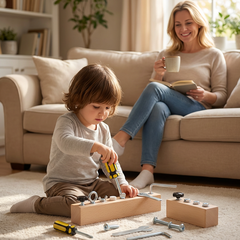 Planche Montessori en bois avec tournevis
