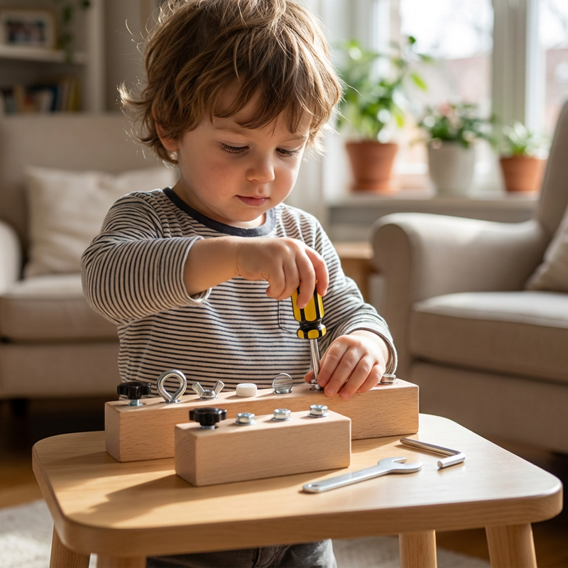 Planche Montessori en bois avec tournevis