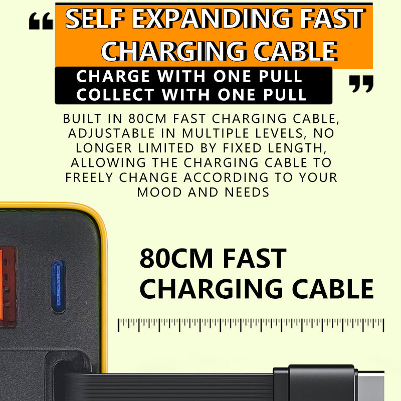 Chargeur 65 W avec câble USB-C rétractable