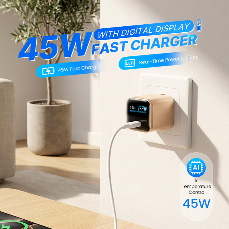 Chargeur rapide 45 W 2026 avec affichage numérique