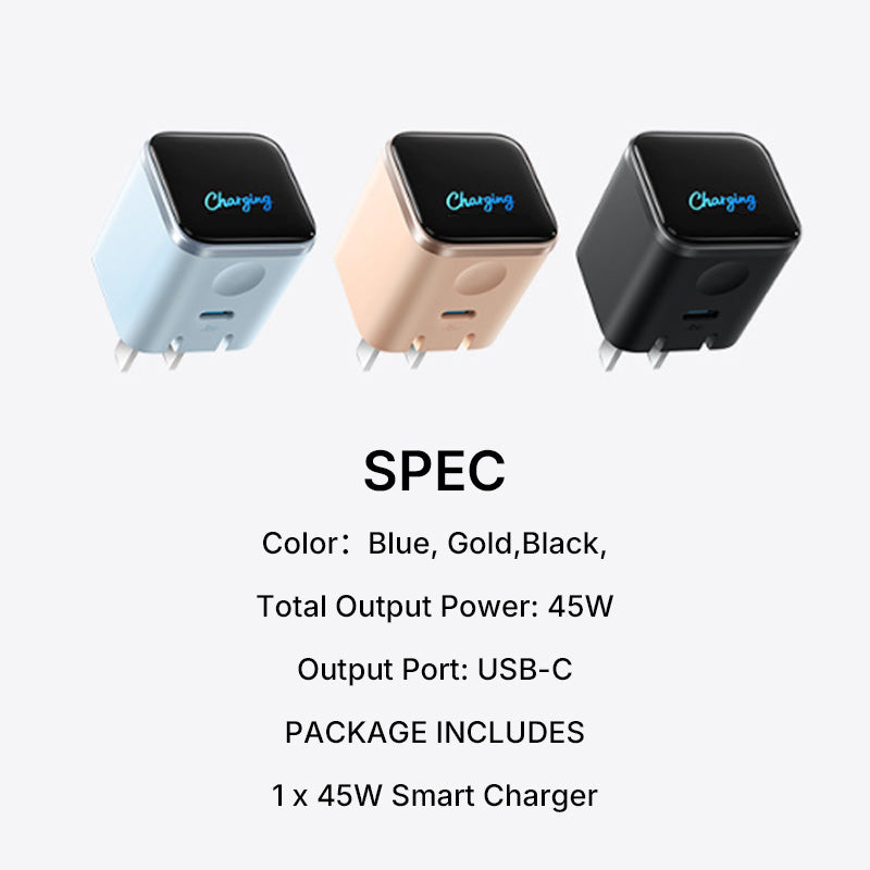 Chargeur rapide 45 W 2026 avec affichage numérique