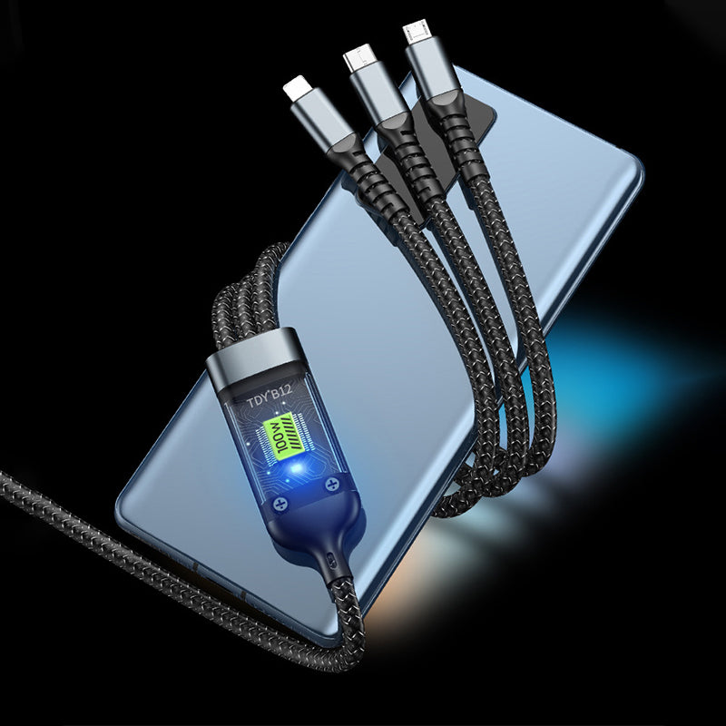 Câble de charge ultra-rapide 3-en-1 lumineux et transparent