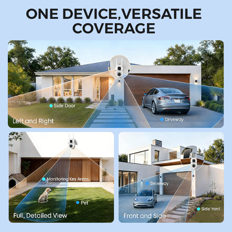 Caméra de sécurité WiFi extérieure à double objectif 4K Pan & Tilt 360°