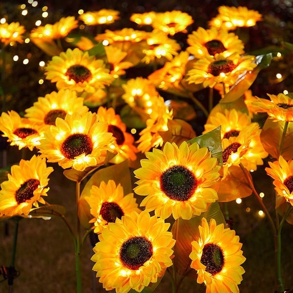 Lampes solaires imperméables tournesol – Pétales réalistes, indice de protection IP65 et éclairage automatique de 8 à 12 heures