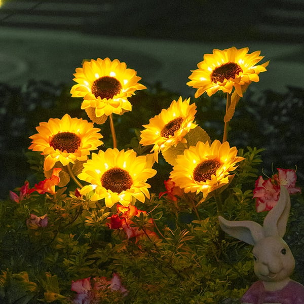 Lampes solaires imperméables tournesol – Pétales réalistes, indice de protection IP65 et éclairage automatique de 8 à 12 heures