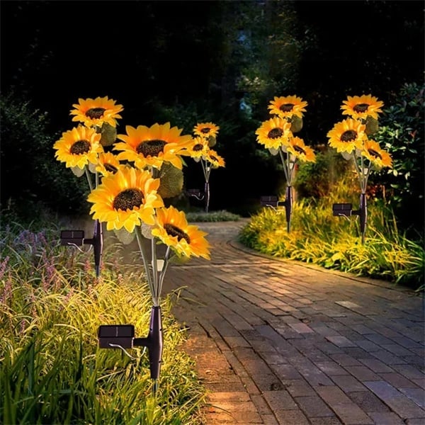 Lampes solaires imperméables tournesol – Pétales réalistes, indice de protection IP65 et éclairage automatique de 8 à 12 heures