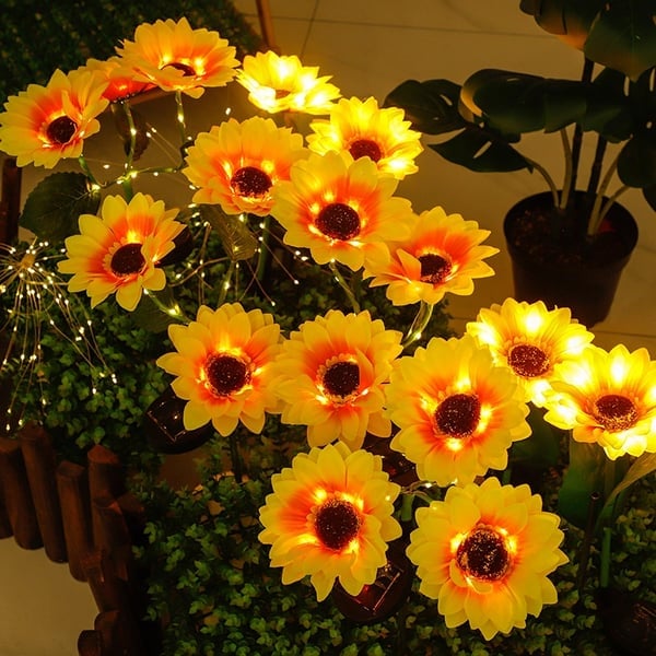 Lampes solaires imperméables tournesol – Pétales réalistes, indice de protection IP65 et éclairage automatique de 8 à 12 heures