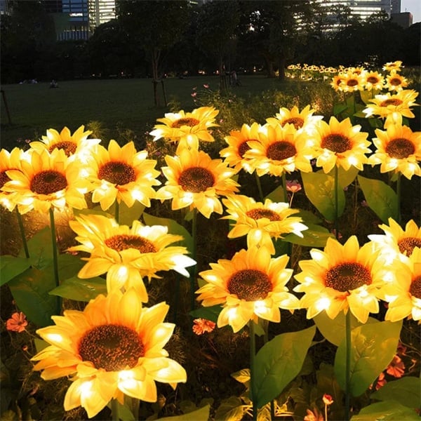 Lampes solaires imperméables tournesol – Pétales réalistes, indice de protection IP65 et éclairage automatique de 8 à 12 heures
