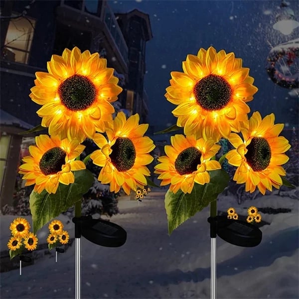 Lampes solaires imperméables tournesol – Pétales réalistes, indice de protection IP65 et éclairage automatique de 8 à 12 heures