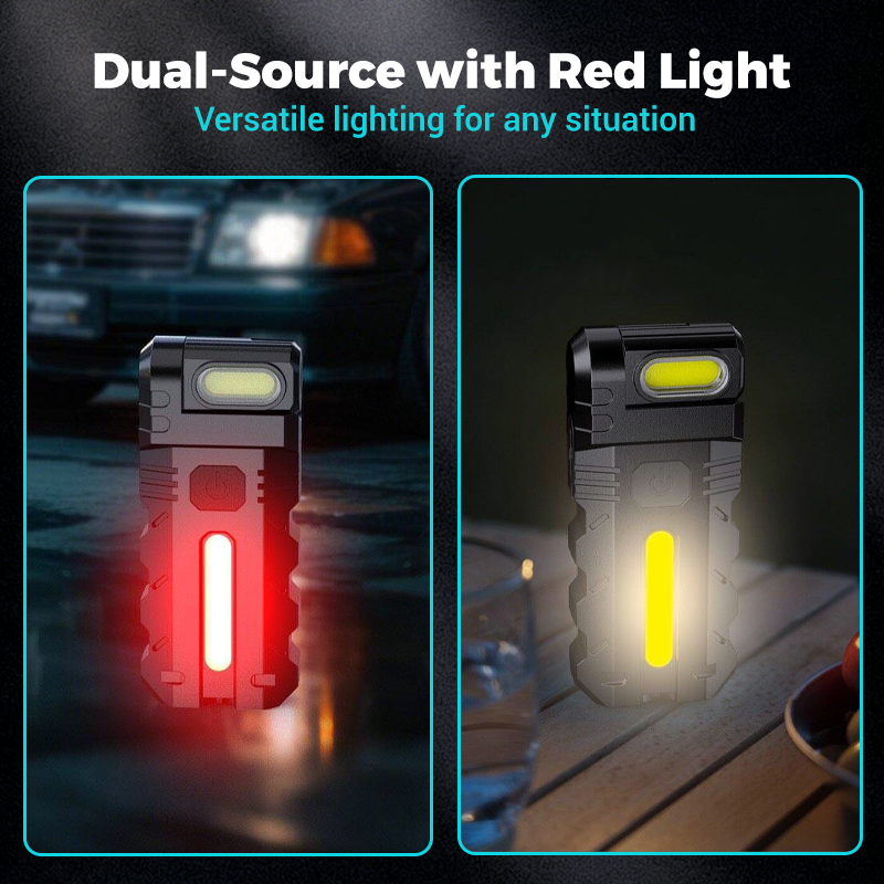 Lampe de travail LED à tête rotative à 180° – Double faisceau, base magnétique et rechargeable par USB-C