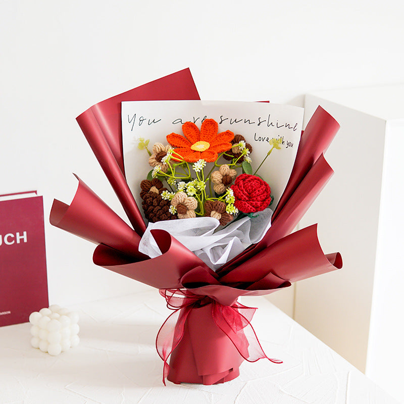 Bouquet de fleurs délicates faites main au crochet pour la Fête des Mères
