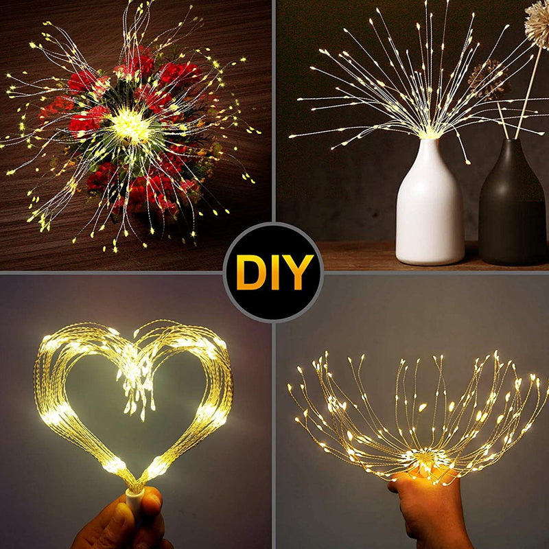 Guirlande lumineuse solaire style feu d'artifice pour jardin et fêtes