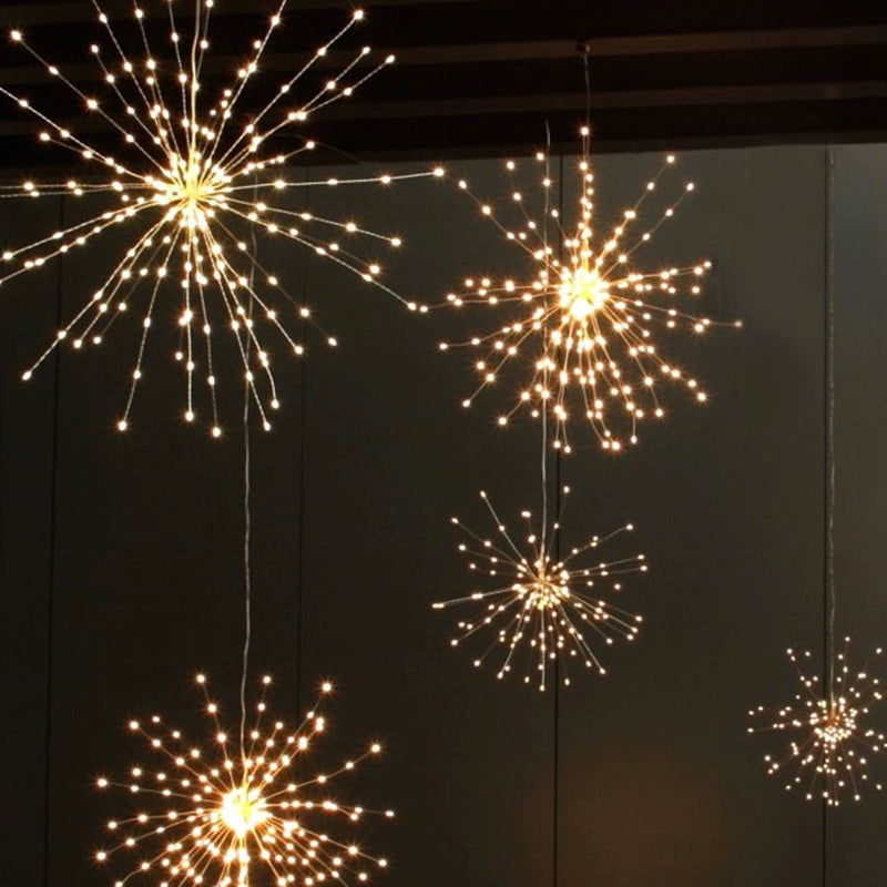 Guirlande lumineuse solaire style feu d'artifice pour jardin et fêtes