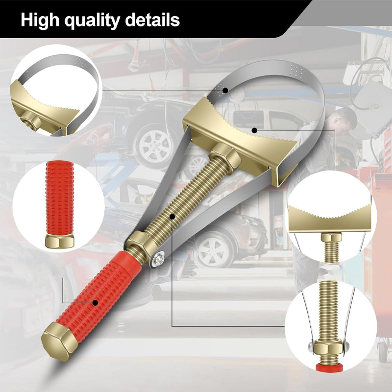 Clé à filtre à huile automobile avec sangle en acier réglable