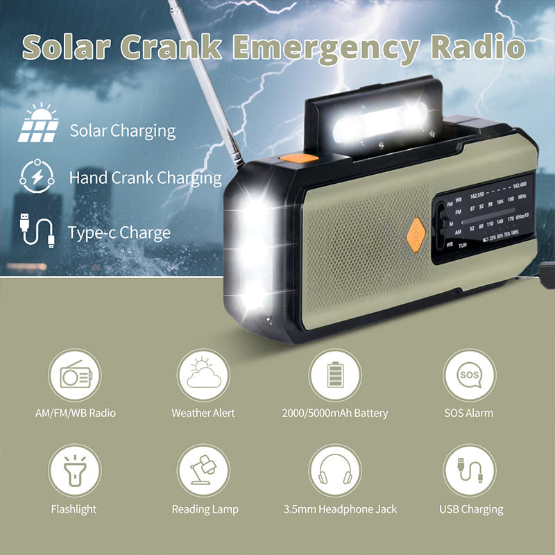 Radio météo d'urgence à manivelle solaire 2026