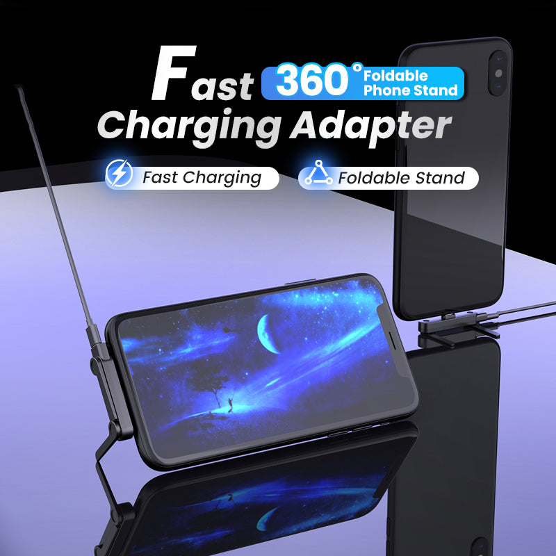Adaptateur de charge rapide avec support de téléphone pliable à 360°