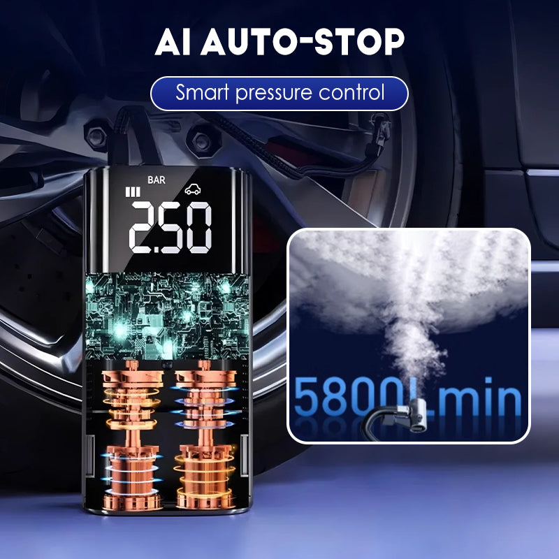 Compresseur d'air portable sans fil pour voiture avec lumière LED