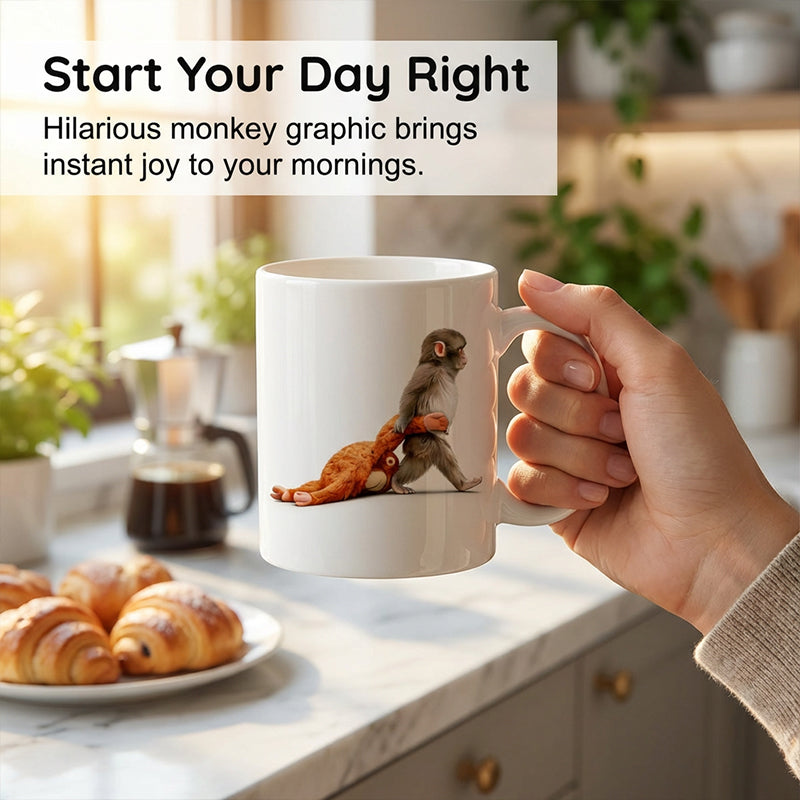 Mug en céramique singe rigolo - Cadeau humoristique