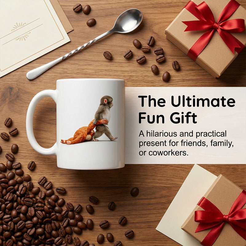 Mug en céramique singe rigolo - Cadeau humoristique