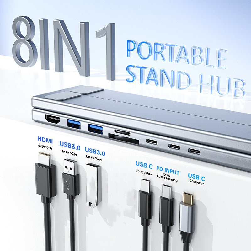 Support pour ordinateur portable avec station d'accueil USB-C et HDMI 4K