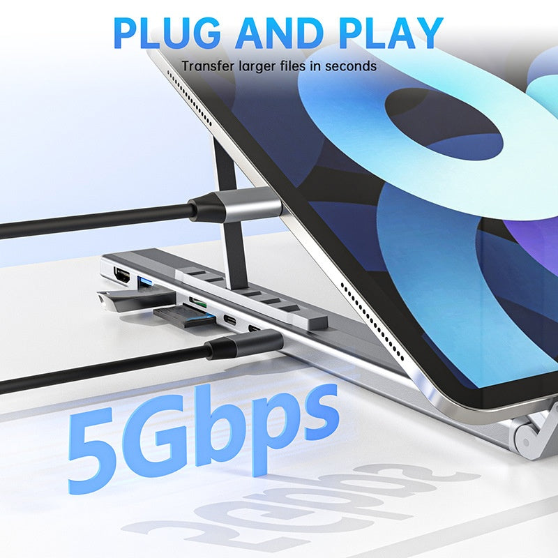Support pour ordinateur portable avec station d'accueil USB-C et HDMI 4K
