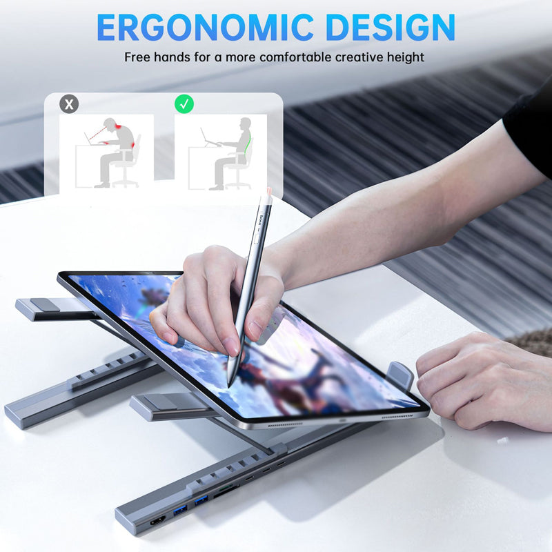 Support pour ordinateur portable avec station d'accueil USB-C et HDMI 4K