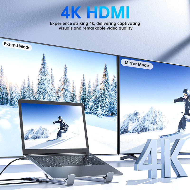 Support pour ordinateur portable avec station d'accueil USB-C et HDMI 4K